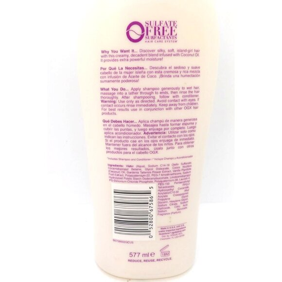 OGX Coconut Miracle Oil Damage Remedy Shampoo 19.5 fl. oz. NEW - Picture 3 of 3